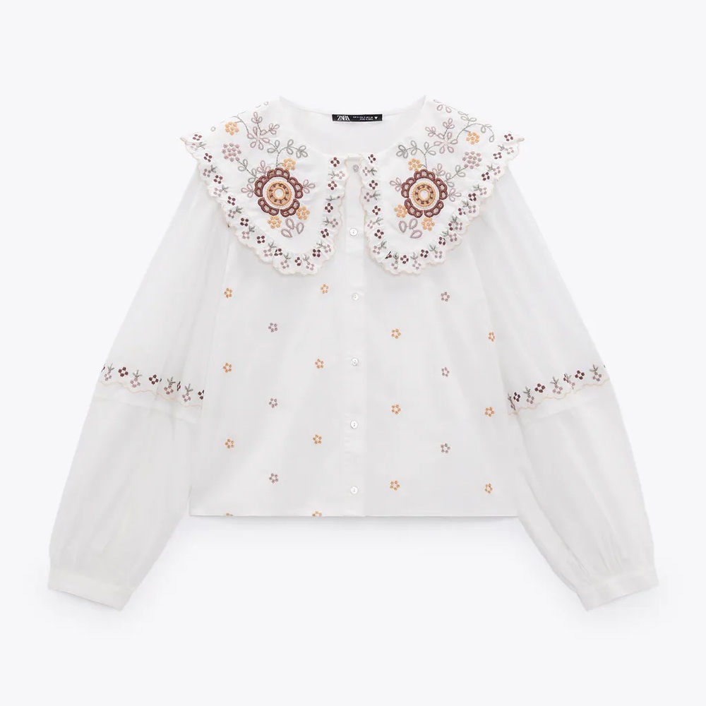 Zara embroidered poplin top - Picture 6 of 9